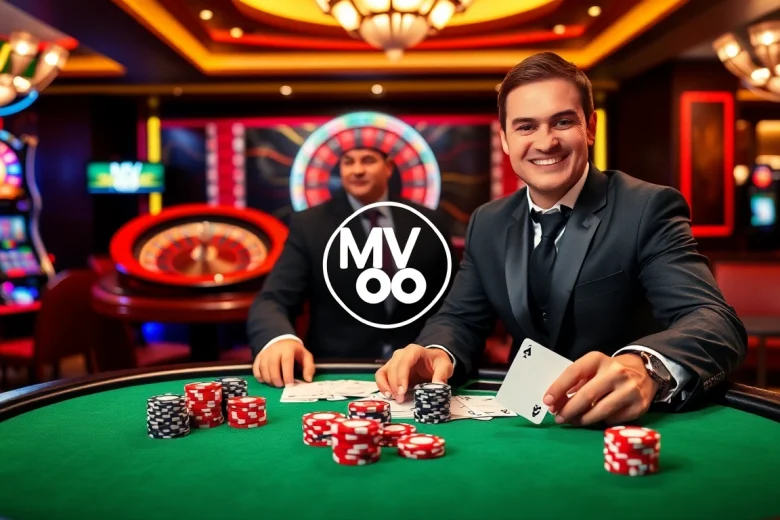 Engaging scene at MV 88 casino with poker chips and a roulette wheel capturing high-stakes action.
