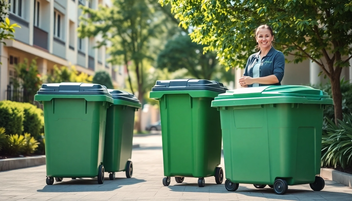 Engaging residential bin rental service showcasing organized bins and friendly customer support.