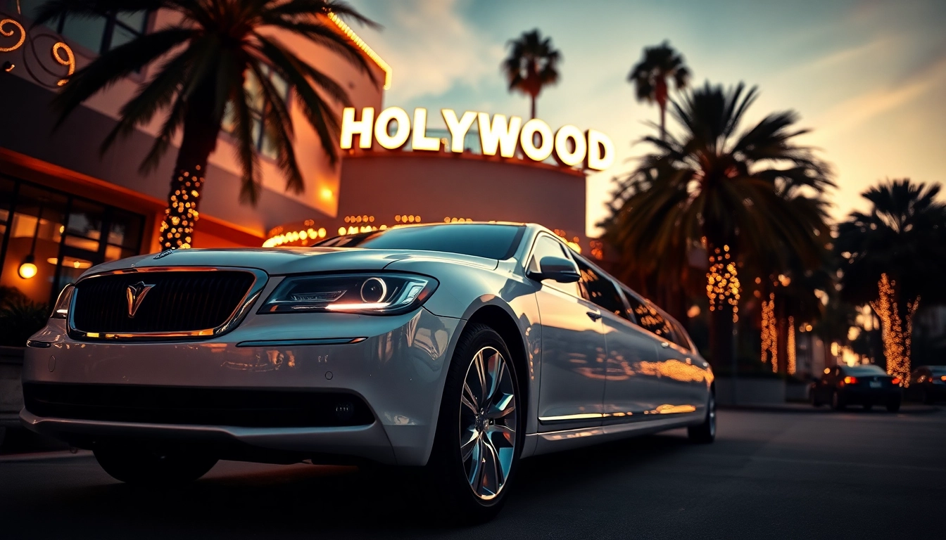Luxury LA Limo parked elegantly in Hollywood, showcasing premium service.