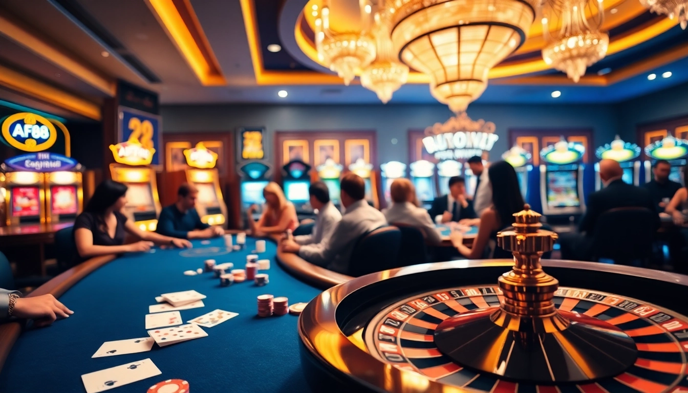 Experience the thrill of AF88 gaming at a stylish casino with vibrant slots and exciting poker.