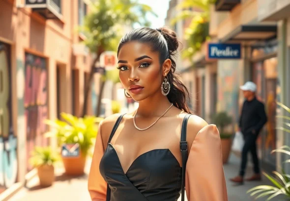 Model exemplifying beauty and style in modern urban fashion.