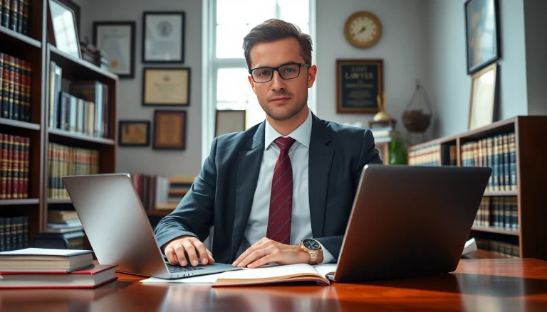 Fachanwalt Arbeitsrecht beraten Klienten in einer professionellen Büroumgebung.