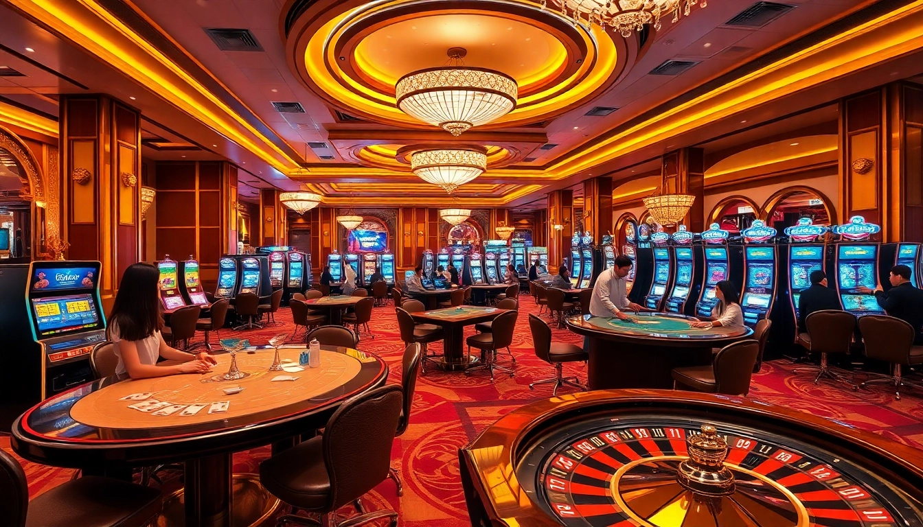 Experience the thrill at Cổng game B52 with players engaged in exciting table games and slots.