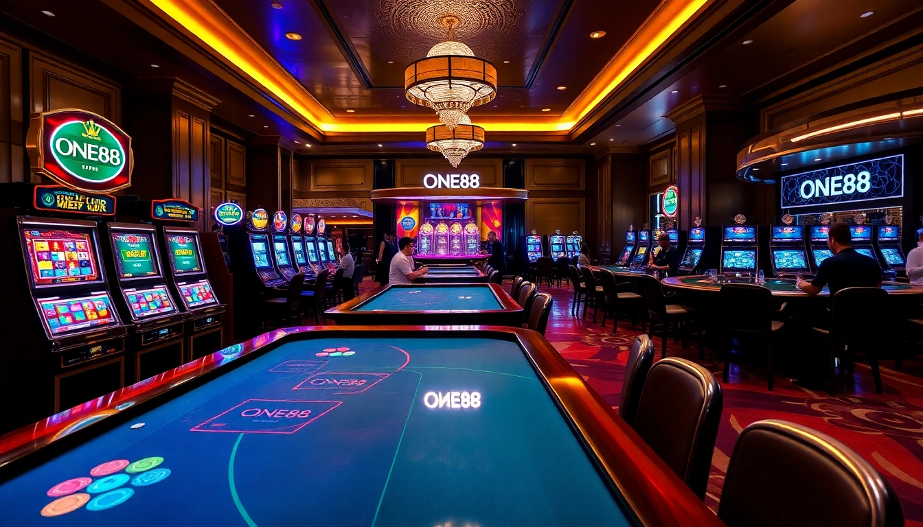 Experience the thrill of gaming with ONE88's vibrant casino scene filled with exciting games and players.