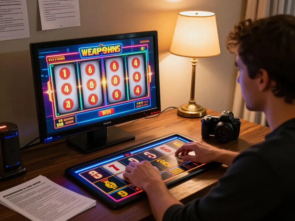 Engage with the thrilling link slot777 experience as you spin the reels online in a cozy gaming setup.