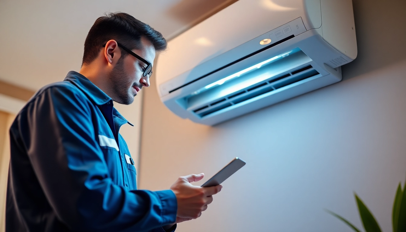 Expert technician servicing an air conditioning unit, highlighting the quality of services offered by an albeta hvac dealer.