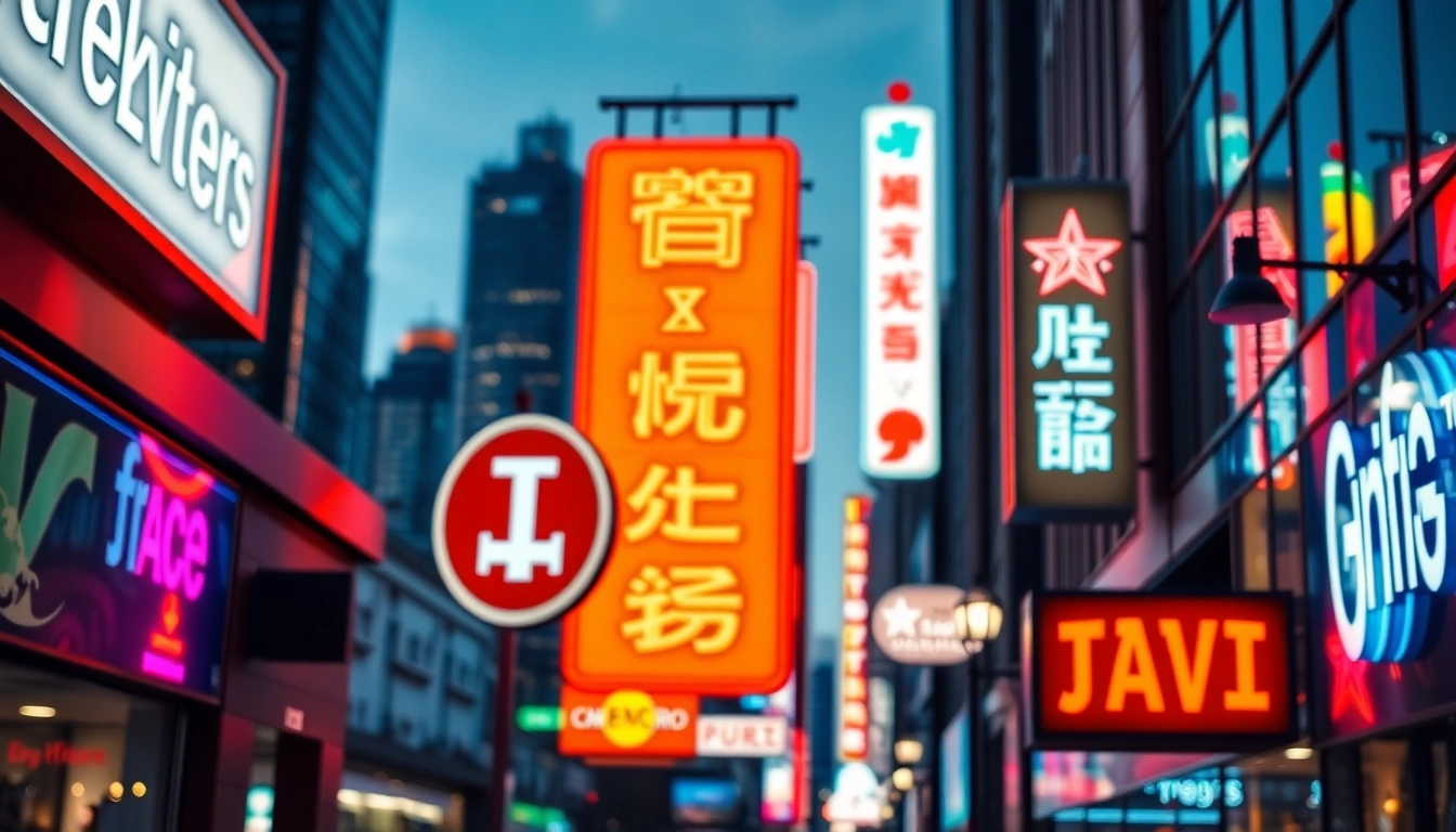 Illuminated electrical signs in vibrant urban settings, showcasing diverse designs.
