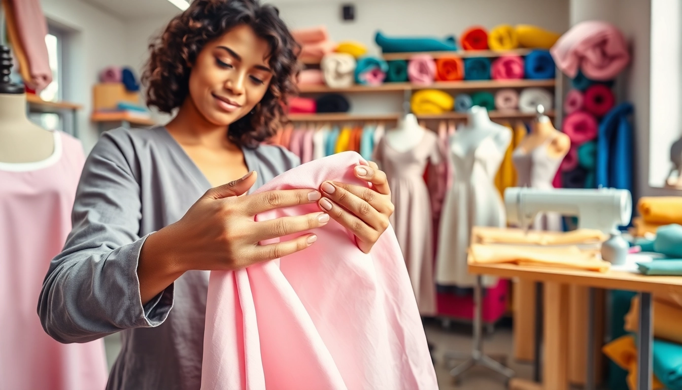Creëer prachtige kleding met katoen stof voor kleding in een professioneel atelier.
