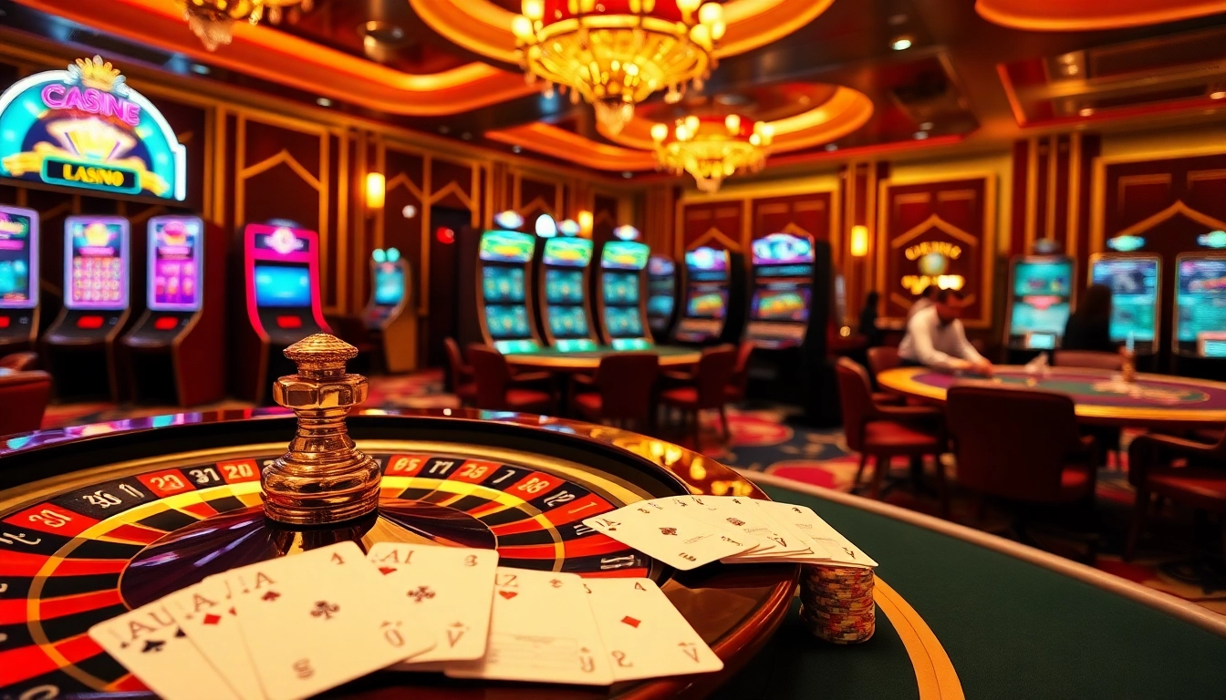 Jeu captivant dans un casino en ligne, mettant en avant la roulette palpitante et des machines à sous vibrantes.