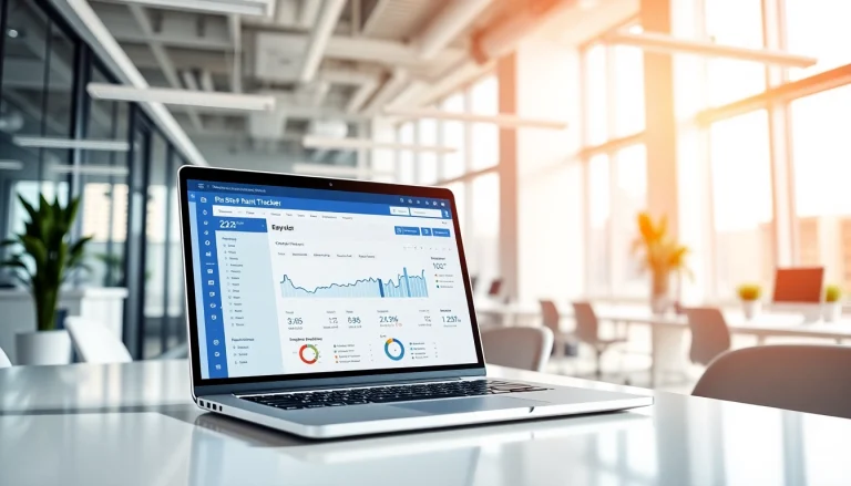 Analyze performance metrics with a professional SEO Rank Tracker on a laptop.