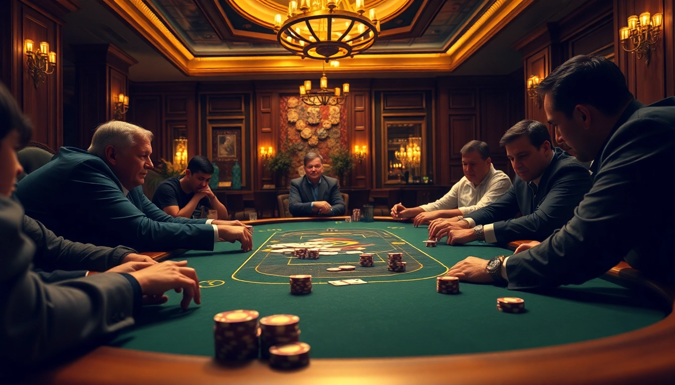 Terlibat dalam strategi IDN poker di kasino mewah dengan chip dan kartu yang berwarna-warni.