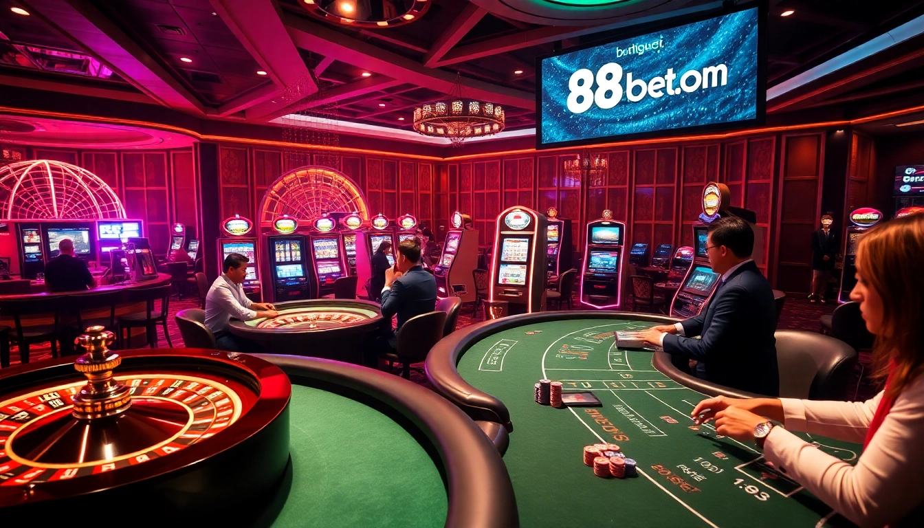 Exciting gambling scene at 88bet.ru.com with vibrant casino elements and engaged players.