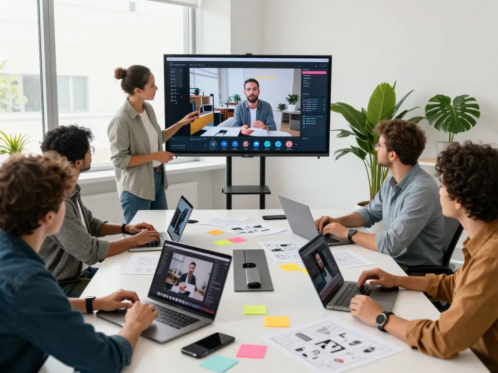 Dynamic video to prompt workspace showcasing diverse team collaborating on AI prompt generation.
