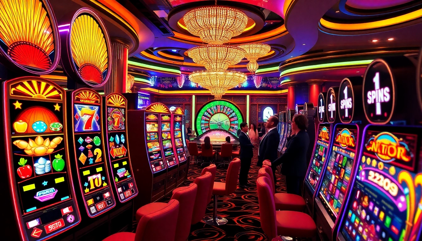 Enjoying high-stakes fun at slot gacor machines in a lively casino setting.