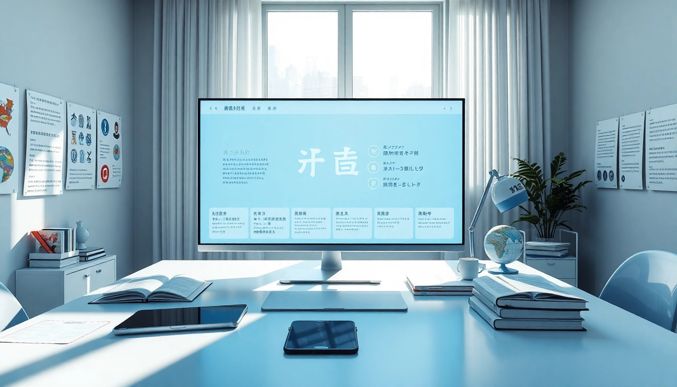 Explore the innovative 有道翻译 interface in a modern workspace, showcasing seamless language translation.