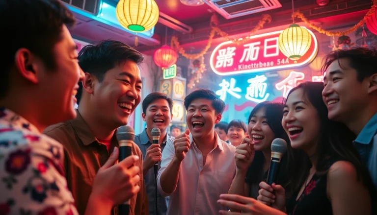 활기찬 노래방 분위기를 강조하는 제주도유흥 야경의 매력적인 장면.