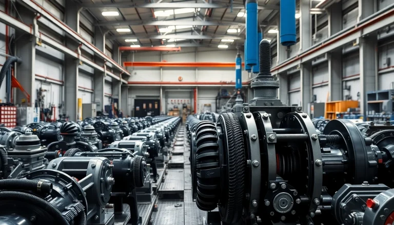 Explore industrial hydraulics solutions through advanced hydraulic machinery showcased in a bright workshop.