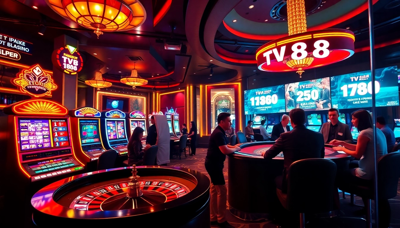 Experience the thrilling atmosphere at TV88 casino with vibrant slot machines and exciting gameplay.