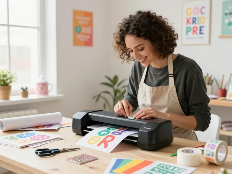 Person crafting with Svg for cricut designs in a bright DIY studio