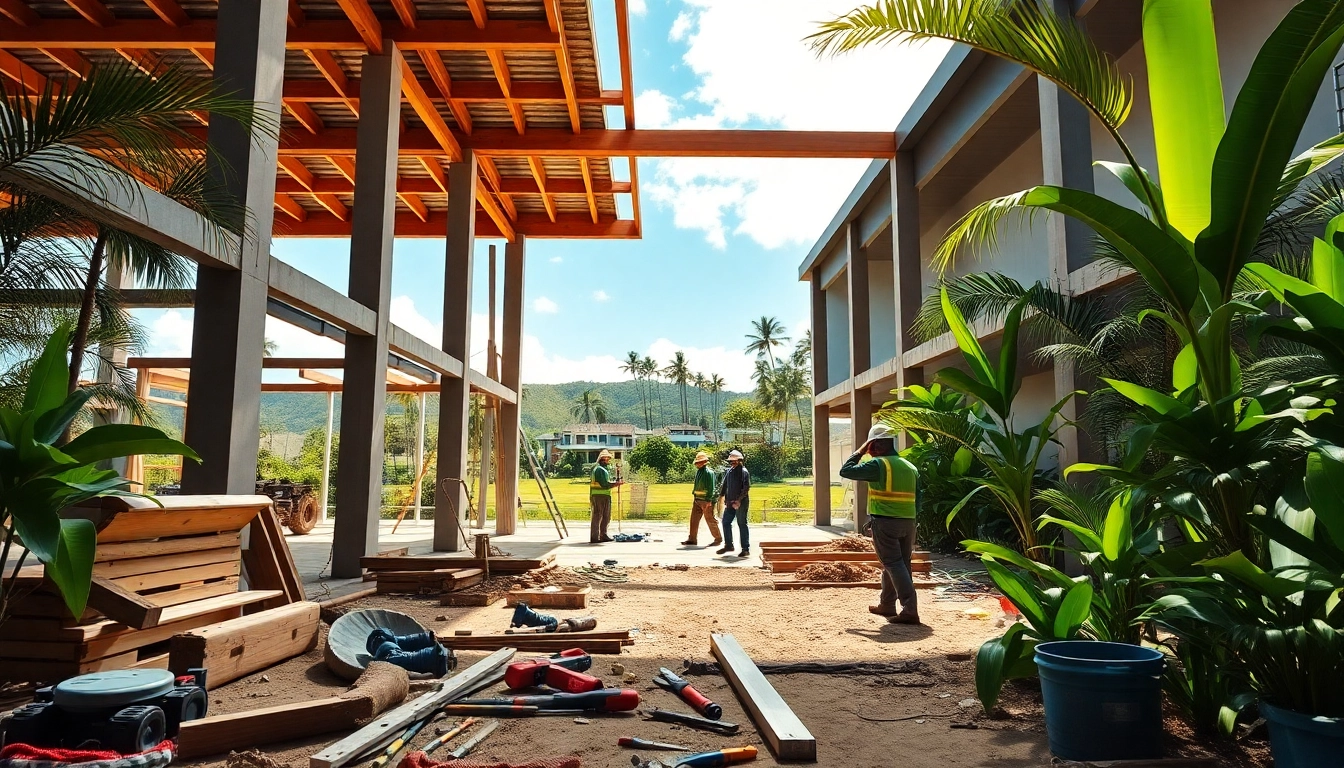 Engaging image of Hawaii construction news depicting a vibrant construction site with active workers.