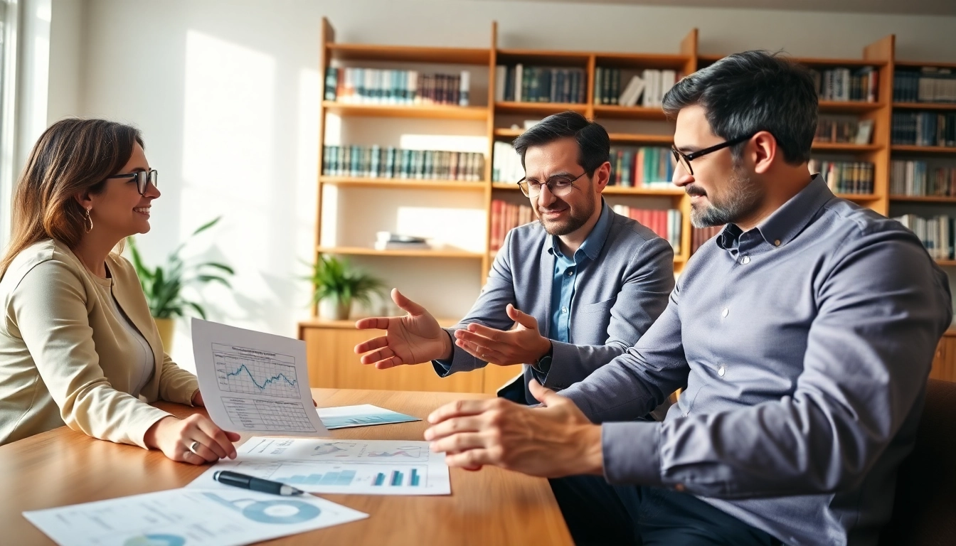 Discussing financing options with a financial advisor in a bright office setting.