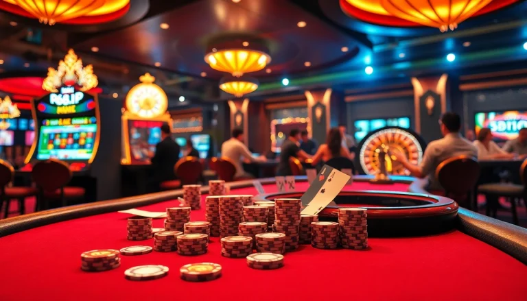 Active gaming scene showcasing a luxurious poker table and vibrant roulette wheel at Link Vào Nhà Cái 68VIP.