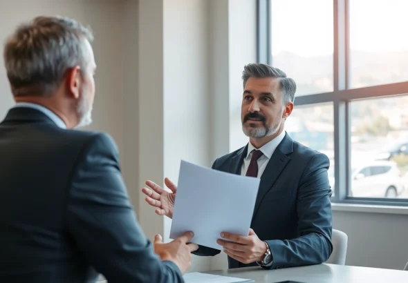 Personal Injury Lawyer in Grand Junction consulting with a client in a professional office setting.