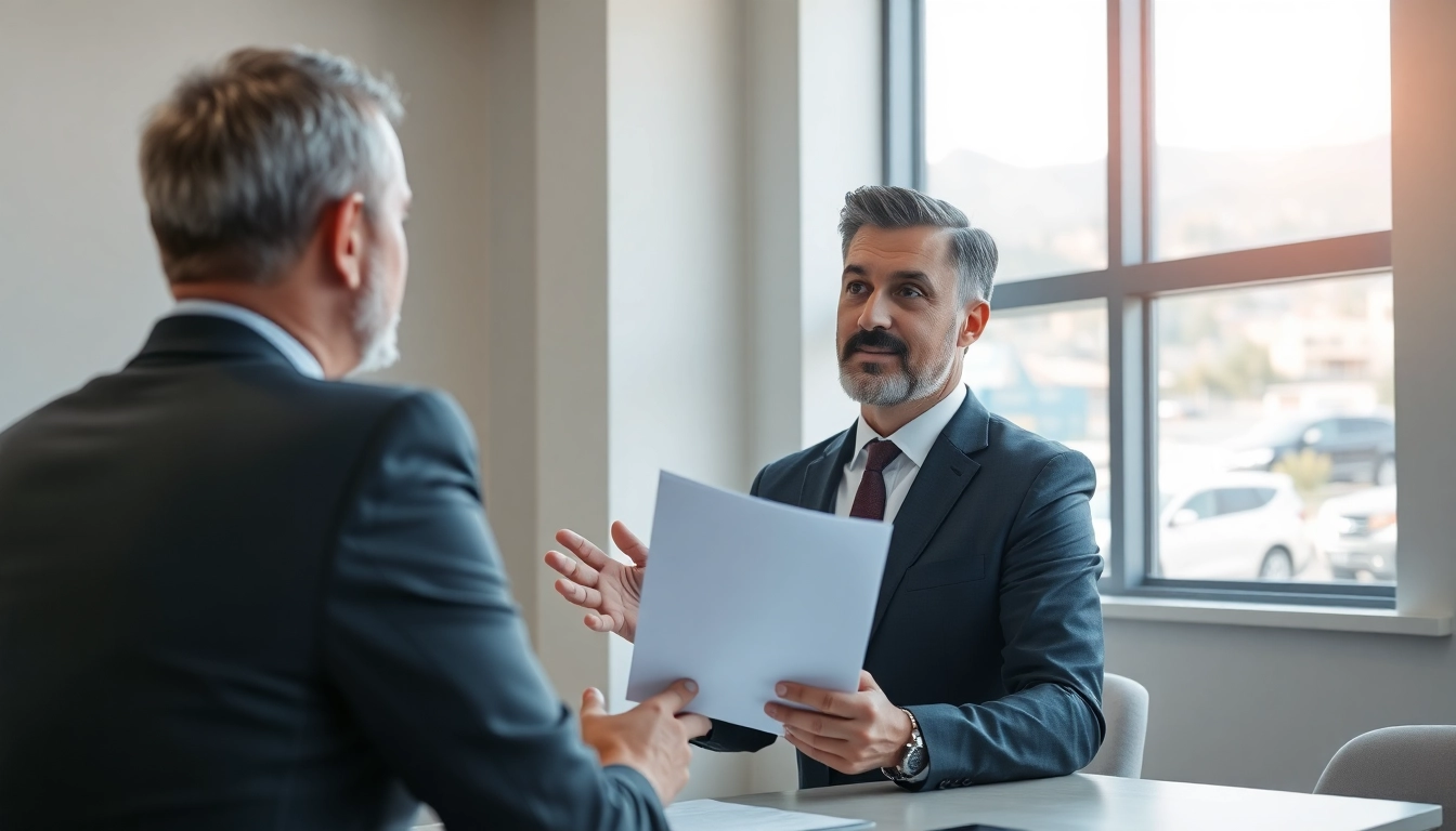 Personal Injury Lawyer in Grand Junction consulting with a client in a professional office setting.