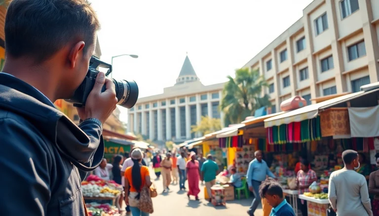 Capture vibrant Kenya News street life with lively market scene and iconic architecture.