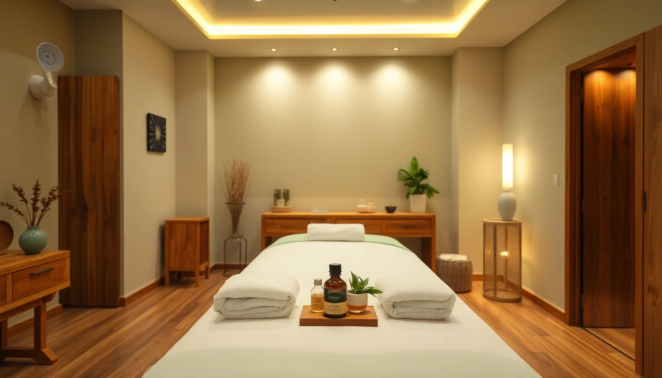 편안한 장식과 아로마 오일이 있는 울산마사지 방