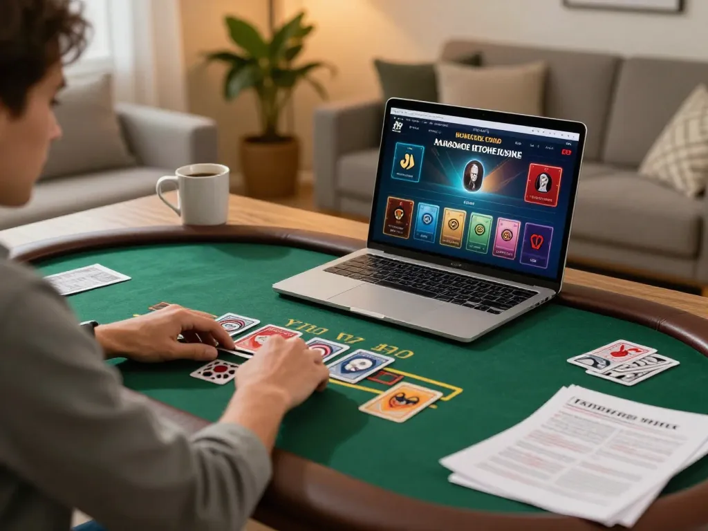 Player engaging with dn88 live dealer blackjack game at home, showcasing a popular online casino experience.